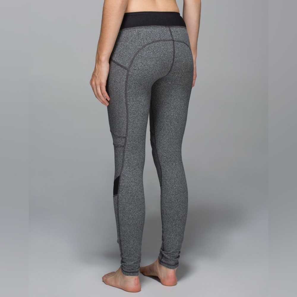 lululemon Heather Grey and Black Motivate Leggings Size 6